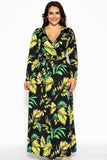 Palm printed curvy maxi dress-Primetime Looks