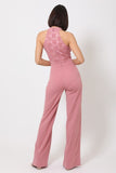 Halter Neck Jumpsuit W/ Criss Cross Front Tie Designs