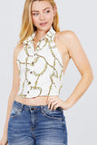 Halter Neck Printed Woven Top