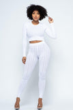 Cable Knit Lounge Set in white