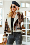 Eco fur and leather jacket in taupe