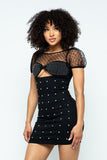 ADA Dotted Party Mini Dress in Black