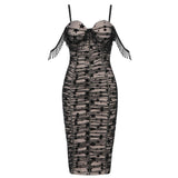 ARETHA Bodycon Star Mesh Party Dress