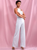 Primetime Looks-Asymmetric white jumpsuit