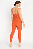 Primetime Looks-Bustier Jumpsuit in Orange