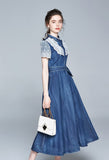 CARA denim maxi dress with lace details