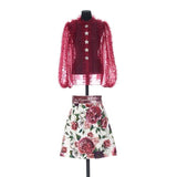 Primetime Looks-CHERRY TREE RUFFLED SKIRT SUIT