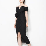 DESSA Off-Shoulder Slit Midi Dress