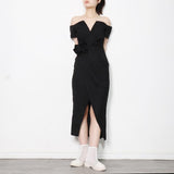 DESSA Off-Shoulder Slit Midi Dress