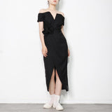 DESSA Off-Shoulder Slit Midi Dress