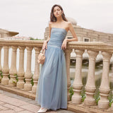 DIANA Ruched Tulle Maxi Dress