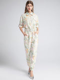 Primetime Looks-Floral Pockets Belted Slim Jumpsuit