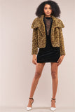 Green Leopard Print Faux Fur Jacket