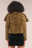 Green Leopard Print Faux Fur Jacket