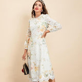 LORIEN Charming Lace Midi Dress