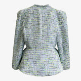 Mint blue tasseled tweed jacket-blazer-Primetime-Looks