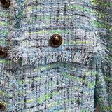 Mint blue tasseled tweed jacket-blazer-Primetime-Looks