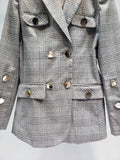 Primetime Looks-Plaid belted long blazer