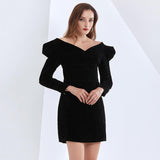 SANDY Classy Puffed Sleeve Mini Dress-Dresses-Primetime-Looks