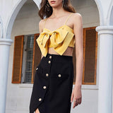 Spaghetti Bowknot Ruched Crop Top