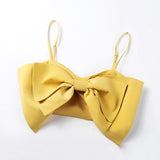 Spaghetti Bowknot Ruched Crop Top