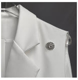 Primetime Looks-White lapel vest with sashes