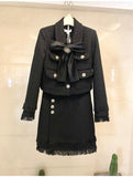 Primetime Looks-Wool-blend skirt suit in black