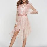 Sevilla ruffled mesh mini dress in pink