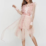 Sevilla ruffled mesh mini dress in pink