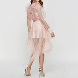 Sevilla ruffled mesh mini dress in pink