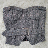 Belted studded evening bustier