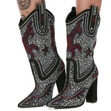 Cowgirl rhinestones embellished boots