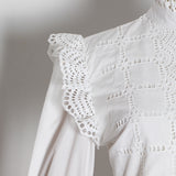 Flare-sleeve lace blouse