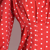 Polka Dot Ruched V Neck Puff Sleeve Shirt