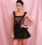 AMELIA Ruffled Mesh Mini Dress