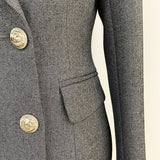 Double-breasted lapel blazer dress in gray