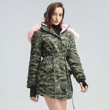 Camouflage Drawstring Parka Coat