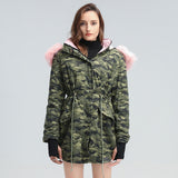 Camouflage Drawstring Parka Coat