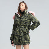 Camouflage Drawstring Parka Coat