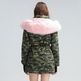 Camouflage Drawstring Parka Coat