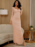 MALENA Ruched Maxi Dress in pink