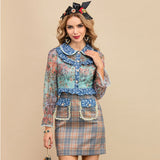 AMY Floral and Plaid Vintage Mini Dress