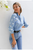 Embroidered Denim Blouse