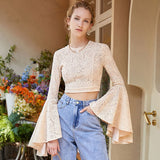 Flare Sleeve Lace Crop Top