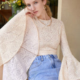 Flare Sleeve Lace Crop Top