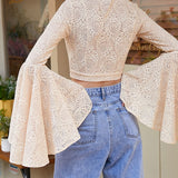 Flare Sleeve Lace Crop Top