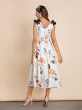 CAT print Midi Dress with Bow