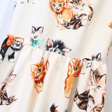 CAT print Midi Dress with Bow