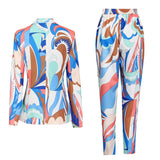 YES MA'AM Geometric Print Blazer and Pant Set in colors