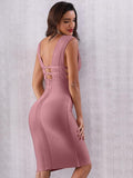 Mariah bodycon pink midi dress